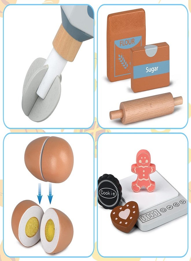 medoga Play Kitchen Accessories Wooden Mixer Set Pretend Play Food Sets for Kids Role Play Toys for Girls and Boys (Mixer Set) - Image 3
